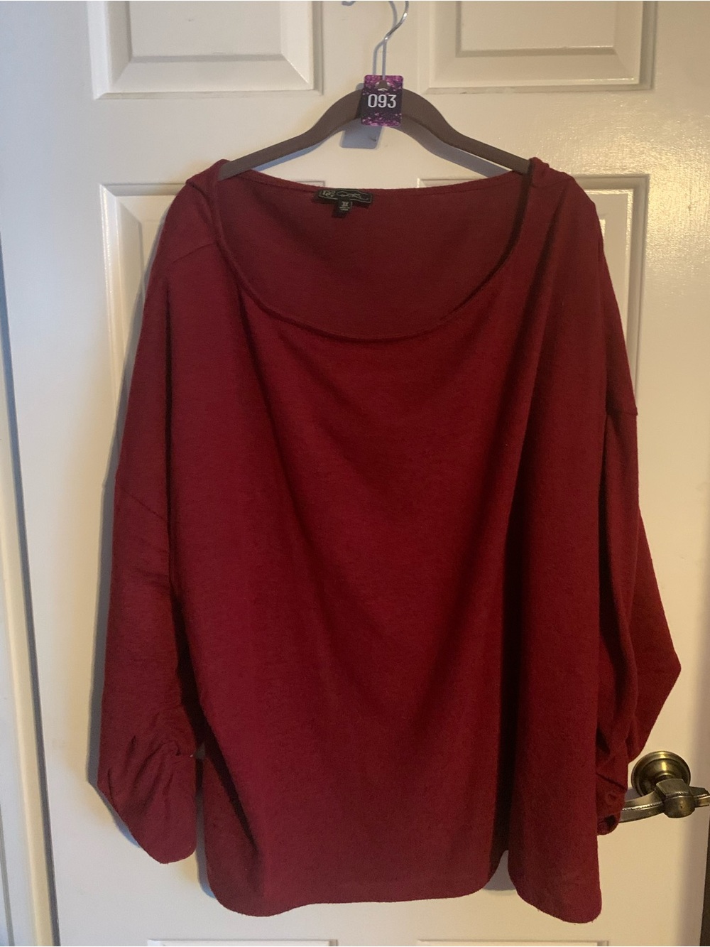DG2 by Diane Gilman Burgundy Scoop Neck Lightweight Knit Sweater